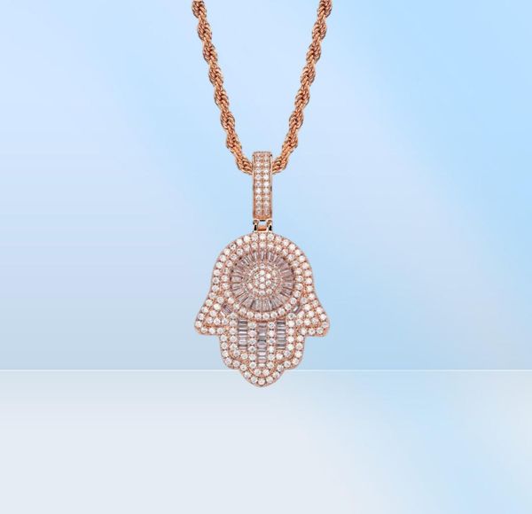 Iced Out Ожерелье с подвеской Хамса для мужчин, роскошные дизайнерские мужские блестящие бриллианты, подвески «Рука Фатимы», хип-хоп, ожерелья-амулет, Jewelr4472365
