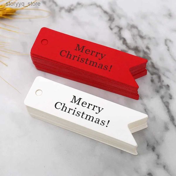 Etiquetas Etiquetas Etiquetas de presente de Feliz Natal 7x2cm Etiqueta de papel Kraft Cookie Candy Package Hang Tag 2023 Xmas Party Supplies Decorações Navidad Natal Q240217