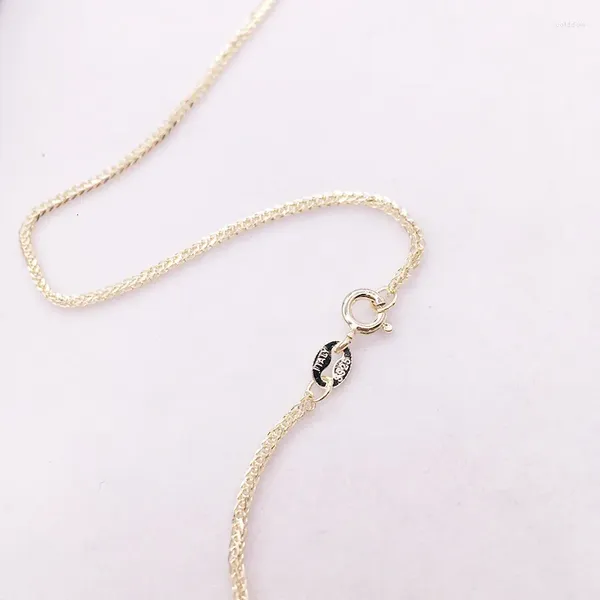 Tartgınlar 35-90cm 1mm hafif altın renk 925 STERLING Gümüş Chopin Zincir Kolye Kadınlar Kızlar İtalya Takı Kolye Collane Collier Ketting