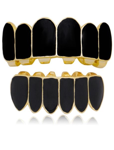 Fantasticdreamer Whole Custom Black Teeth Grillz Set Top Bottom Зубные грили Хип-хоп Ювелирные изделия Зубная крышка Украшения для тела America2382852