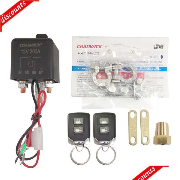 Outras ferramentas de limpeza de cuidados 12V 200A Interruptor de bateria de carro Relé integrado Controle remoto sem fio Desconecte o isolador de corte para energia Dhkr9