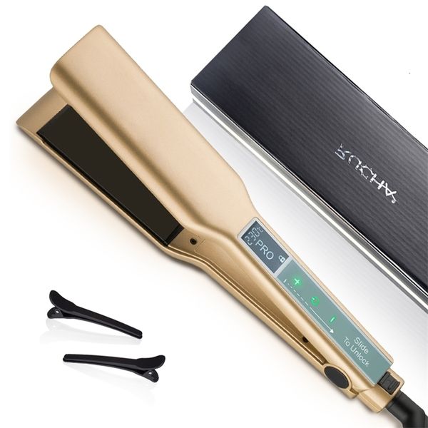 Haarglätter, Touchscreen-Platte, Glätteisen, Keratin-Behandlung, 450 °F / 230 °C, Salon-Haarstyling-Werkzeuge, Dual-Spannung, 240119