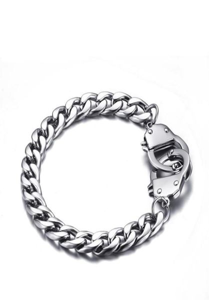17mm Silber Farbe Mode Einfache Men039s Armreif Edelstahl Kette Handschellen Armband Armband Schmuck Geschenk für Männer Jungen J21615014