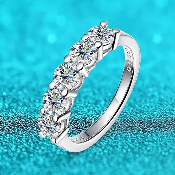 Weißgold D Farbe 4 mm Ring für Damen 15CT Stone Match Diamant Ehering Braut S925 Sterling Silber GRA 240130