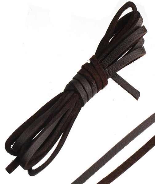 Cordoncini in pelle piatta con filo intrecciato Larghezza 3 mm Caffè stretto Velluto singolo Imita collana fai da te Bracciale fatto a mano Nuovi gioielli Fin5650336