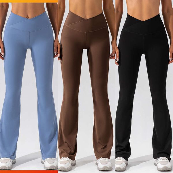 Женские спортивные брюки с высокой талией, эластичные широкие брюки для танцев Fiess, дышащие модные сексуальные повседневные брюки, леггинсы для йоги Lu-21
