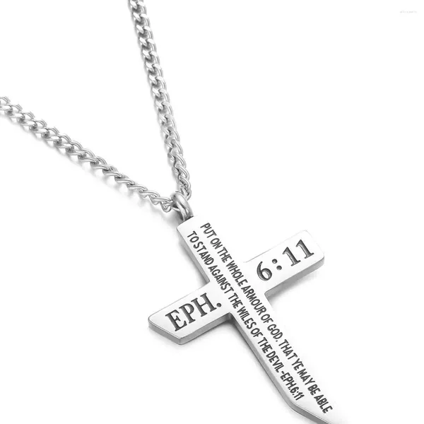 Anhänger Halsketten HOUWU TIM EPH 6:11 Inspiration Trendy Männer Edelstahl Großes Kreuz Benutzerdefinierte Halskette Christian Schmuck