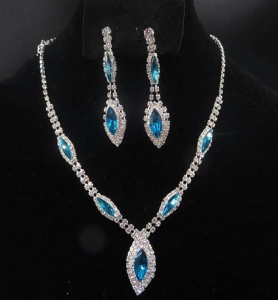 YT043 Mode Legierung Halskette 2 Farben Strass Halskette Ohrring Set Kristall Schmuck Sets für Bräute Hochzeit Schmuck Hohe Qualität1657021