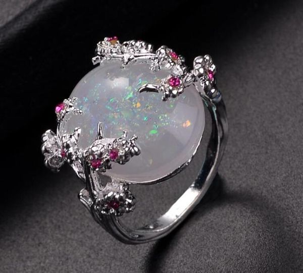 Europäischer Strass-Kristall-Opal-Stein-Zweig-Blumenring, Eu-Größe 6 bis 102342931