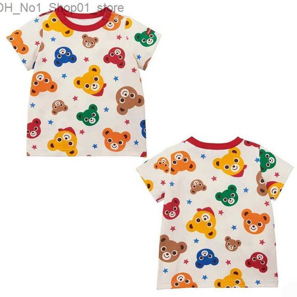 T-Shirts Jungen und Mädchen Kurzarm-T-Shirt Cartoon Japanische Modemarke Star Bear Head Tops Camisetas Kinderkleidung Jungen Poleras Q240218