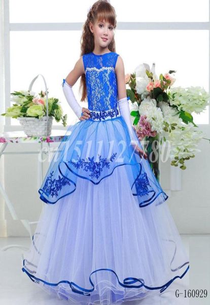 Prinzessin Flieder Kleine Braut Langes Festzugskleid für Mädchen Glitz Puffy Tüll Ballkleid Kinder Abschlusskleid Vestido Blumenmädchen3888918