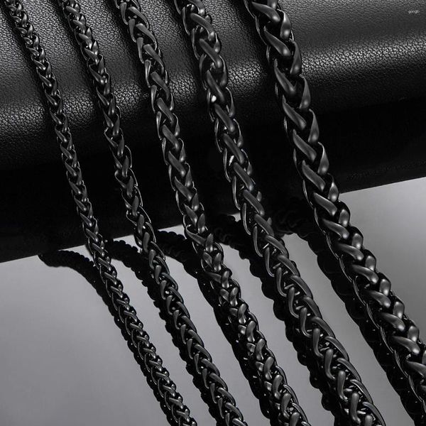 Correntes 200 pcs Thickness7mm Cor Preta Trigo Trançado Colar de Aço Inoxidável Link Clássico Curb Chain para Homens Mulheres Jóias