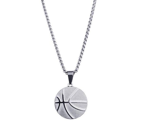 Anhänger Halsketten Firebros FTN1040 2021 24quot Edelstahl Basketball Halskette Männer Frauen Hip Hop Schmuck Silber Farbe8896739