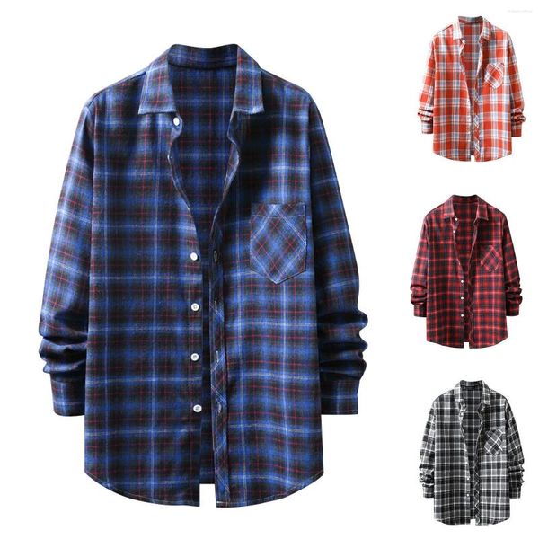 Männer Casual Hemden Plaid Langarm Hemd Trendy Marke Modische Kurzarm Taste Mikrofaser T-shirt Für Männer Mann