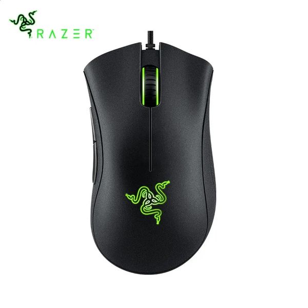 Preto DeathAdder Essencial Wired Gaming Mouse Mice 6400DPI Sensor Óptico 5 Botões Independentes Para PC Gamer 240119