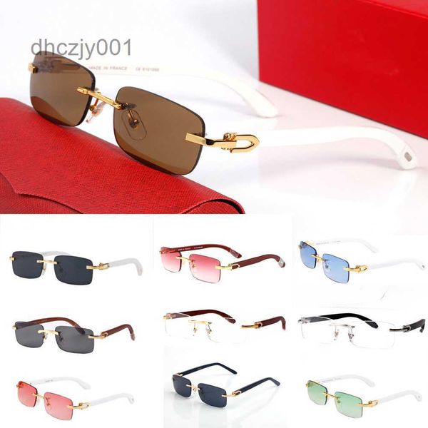 Neue Buffalo Horn Sonnenbrille Mode Sport Sonnenbrille für Männer Frauen Randlose Rechteck Bambus Holz Brillen Brillen mit Boxen Fall Lunettes Gafas U8LL