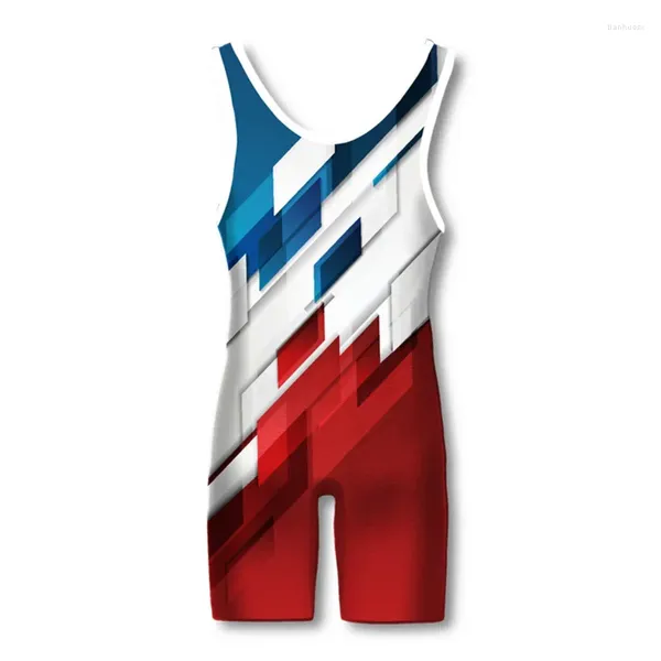 Бег сценами USA Team Professional Race Clothing Mens Wrestling Singlets костюмы без рукавов.