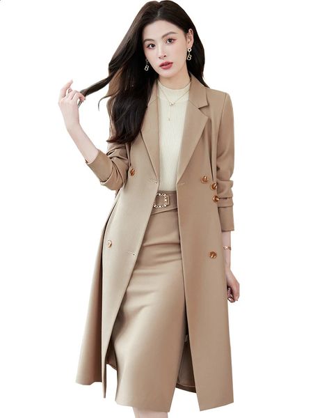 Preto damasco café escritório senhoras formal saia terno feminino manga longa conjunto de duas peças para o outono inverno negócios trabalho wear 240202