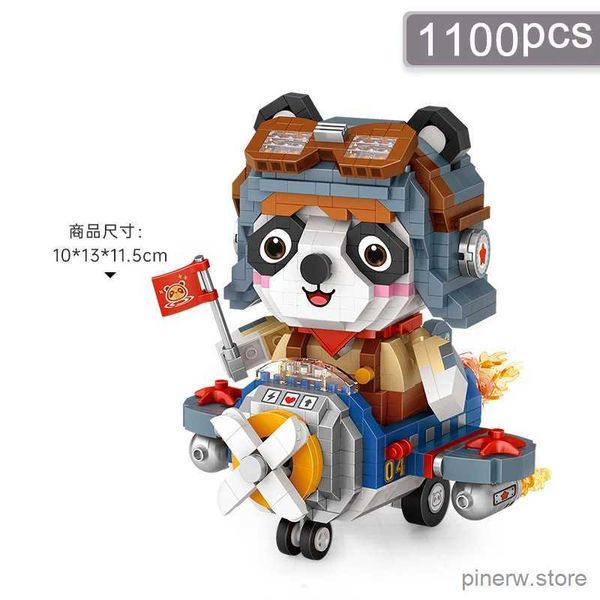 Blocchi Cartoon Cute Doll Building Block Panda Pilot Modello 3D assemblato Micro-particelle Mattone Fai da te Giocattolo educativo per bambini Regalo di festa