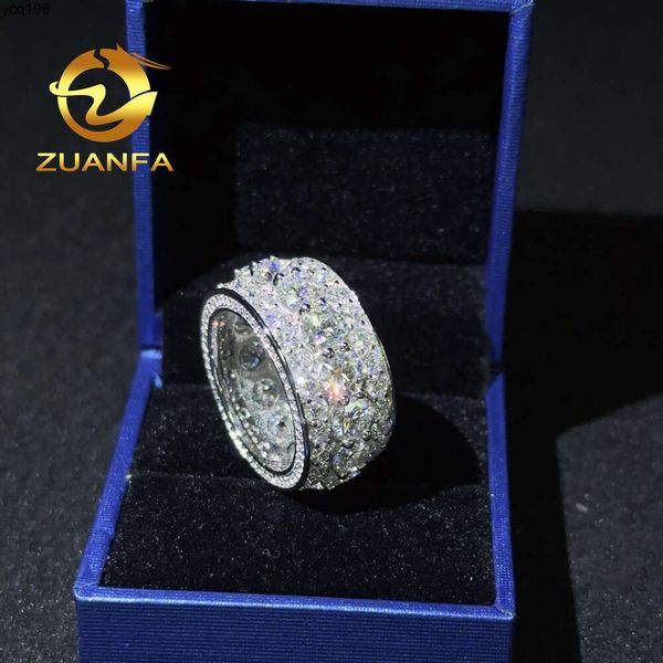 Heißer Verkauf Trendy 10-Stil Silber 925 Iced out Ringe Mode Herren Vergoldet Bling Hip Hop Kubanischen Ring moissanite Diamant