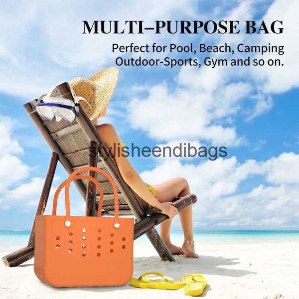 Totes Extra große Strandtasche Sommer EVA wasserdichter Korb Frauen Silikon Strandtasche mit Löchern atmungsaktive Tasche Einkaufen AufbewahrungskorbH24218