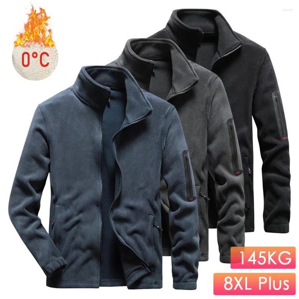 Giubbotti da uomo 8XL Plus Size Uomo 2024 Primavera Outwear Spessa Giacca in pile caldo Cappotto invernale Abiti casual Morbido esercito tattico