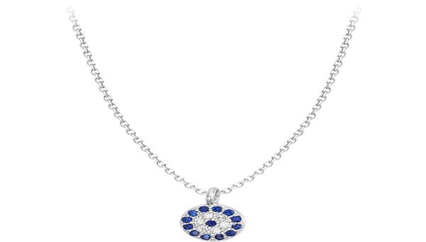 Delicate collane in argento sterling S925 con pietra zircone femminile Collana con pendente a catena clavicola occhio azzurro turco Accessori donna Jew9283728