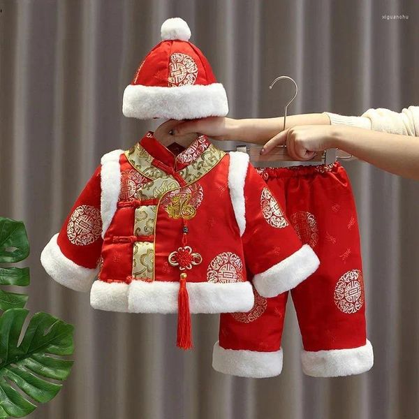 Ethnische Kleidung Winter chinesische traditionelle Tang-Anzug Baby Smoking Kinder Kinder ersten Geburtstag Mädchen Tang-Anzug Kleid Kostüm Set