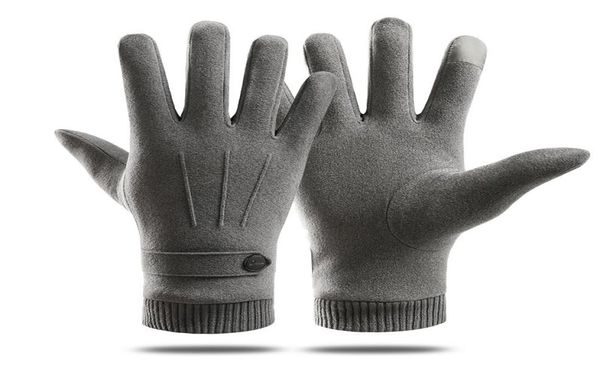 Winter Warm Halten Touchscreen Plus Samt Innen Wildleder Herren Handschuhe Mode Einfache Kälte Schutz Verdicken Mann Outdoor Handschuhe7004533