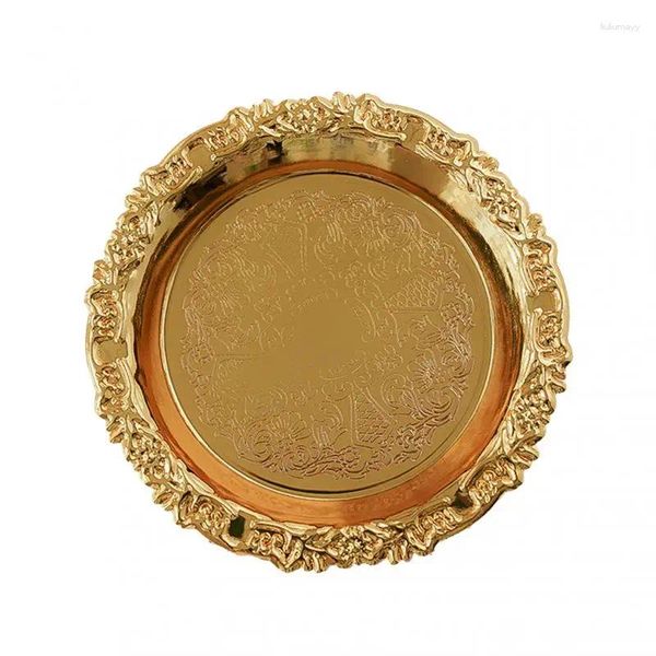 Piatti rotondi orecchini collana vassoio metallo decorativo elegante torta di frutta anello portaoggetti che serve alla moda