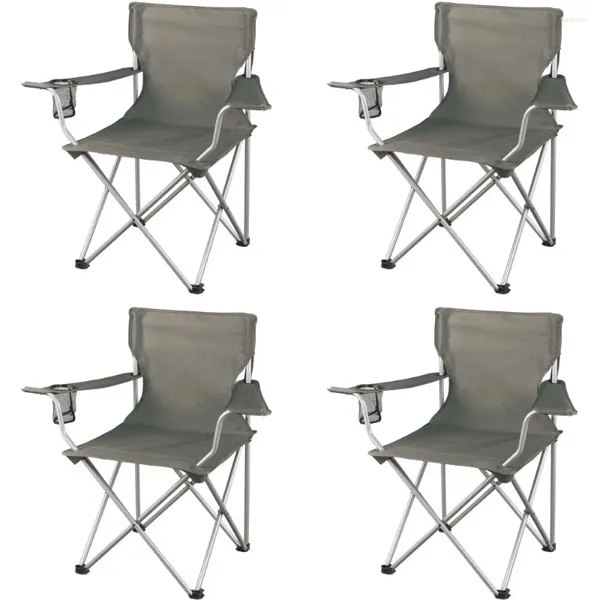 Camp Furniture Klappstühle, Strandstuhl, mit Netz-Getränkehalter, 4er-Set, Camping, faltbar, Angeln, Outdoor