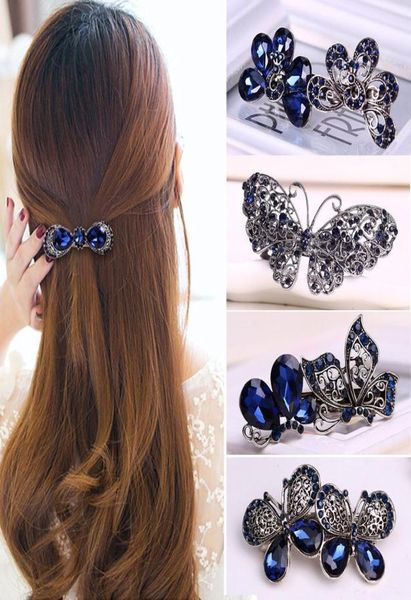 Женская мода со стразами и цветком, заколка для волос, дамская металлическая заколка для девочек, заколка-бабочка, аксессуары для волос7565376