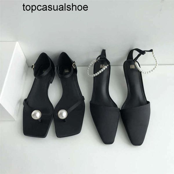 Toteme Designer-Schuhe Zehenperlen-Sandalen Nische 2023 Clip Sommer Neu für Damen-Oberbekleidung Mode quadratischer Kopf Katze Ferse Tasche Absätze für Damenschuhe