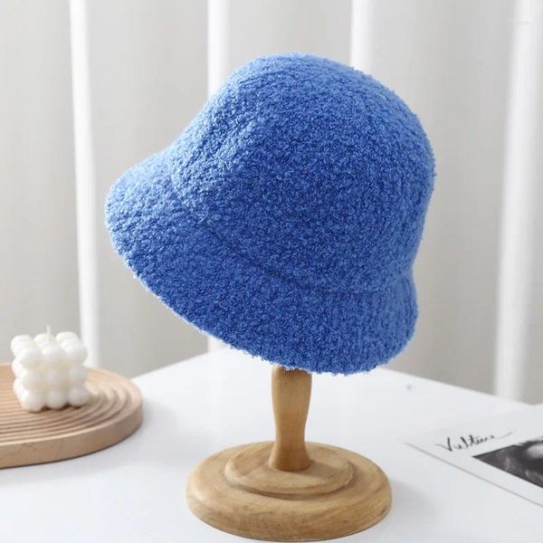 Berretti Moda Coreana Imitazione Cashmere Cappello a secchiello Donna Autunno e Inverno Semplice Casual Versatile Peluche Caldo Tappo per lavabo a cupola