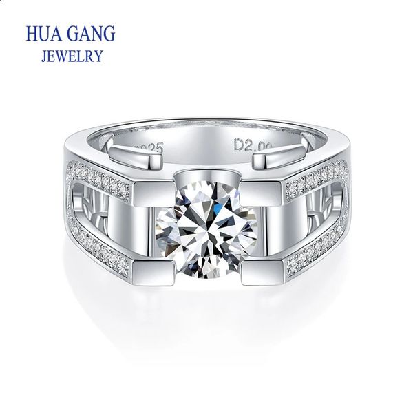 100 925 Sterling Silber 1ct2ct Labs Diamant Eheringe für Mann Luxus-Verlobungsring 240125