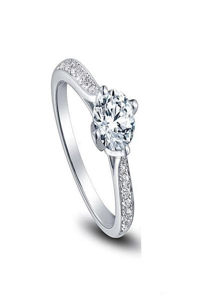 Fine US GIA certificado 18 K ouro branco 1 ct moissanite anéis de noivado para mulheres corações e flechas anéis de diamante de casamento g055896669