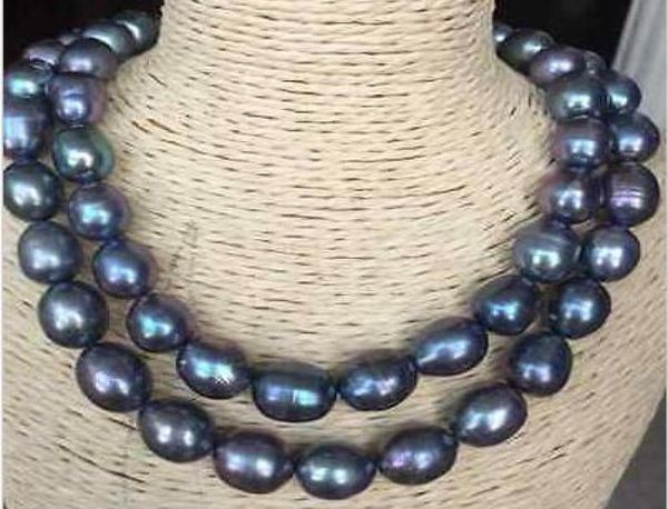Gioielleria di perle fini doppio filo 1415mm collana di perle barocche verde pavone del mare del sud 18quot19quot1700103