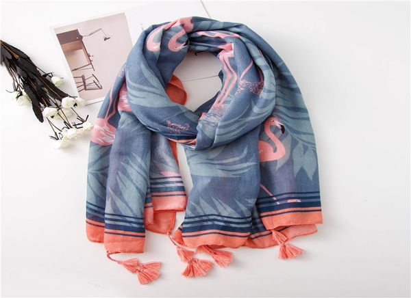 Neue Mode Baumwolle Flamingo Print Quaste Schal Frauen Tierdruck Wrap Schals Schal Hijab ganze 10 Stück Menge 7771626