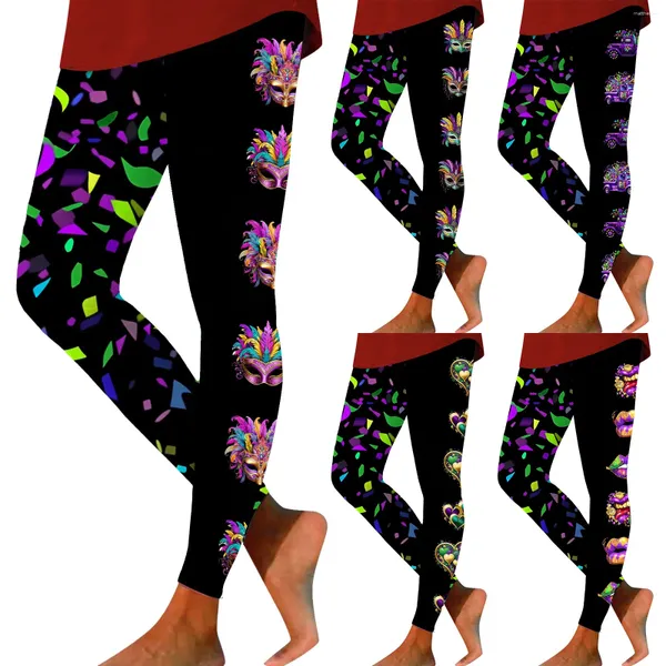 Leggings da donna per allenamento da donna Pantaloni a blocchi di colore con stampa Pasqua R Morbidi elasticizzati Junior con tasche