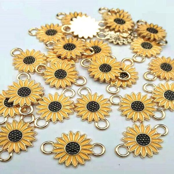 Conectores de liga 14x21mm branco amarelo vermelho girassol encantos para colar pulseira diy 50pcslot4253253