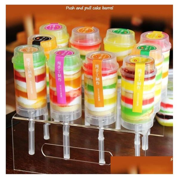 Kuchenwerkzeuge Lebensmittelqualität Kunststoff Push Up Pop Container Behälter für Partydekorationen Runde Form Werkzeug Großhandel Einzelhandel Drop Lieferung Dhoy6