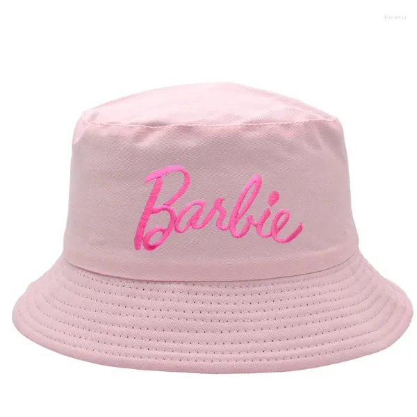 Berretti per adulti carino rosa cappelli a secchiello donne INS moda colori della caramella lettera ricamo berretto 2024 estate casual protezione solare cappello da pescatore