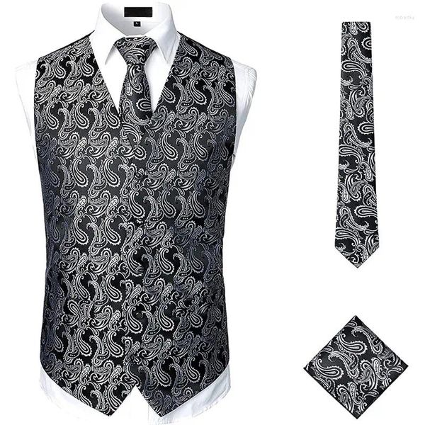 Herrenwesten Herren-Jacquard-Paisley-Anzugweste mit Krawatte, formelle Business-Hochzeit, Steampunk-Smokingweste, lässig, reguläre Passform, Herren-Gilet Homme