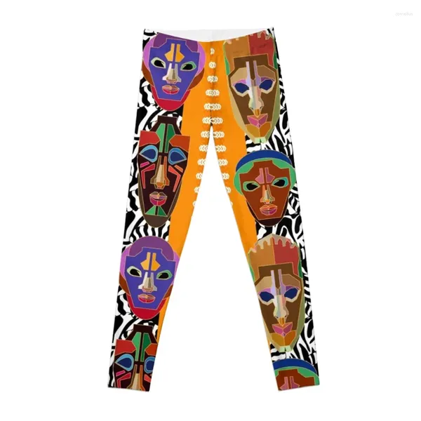 Активные брюки Неизведанная Африка.Леггинсы с этническим принтом и стилизованными африканскими племенными масками, женские спортивные штаны с эффектом пуш-ап для женщин
