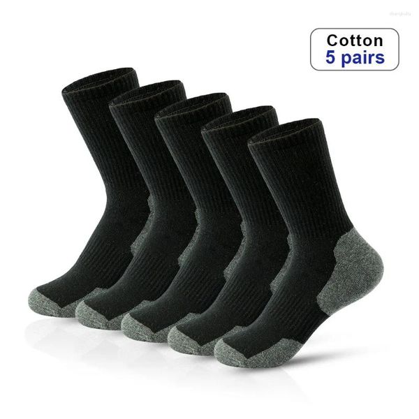 Calzini da uomo 5 paia da uomo in cotone traspirante Business Harajuku Solid Gentleman Sox Calzino tubolare quotidiano Wild Med per sport all'aria aperta