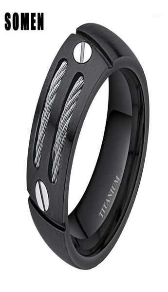 Anelli nuziali 8mm Men039s Cavo nero Vite Intarsio Anello in titanio Cool Band Punk Rock Gioielli maschili Bague Homme Anel Masculino11314598