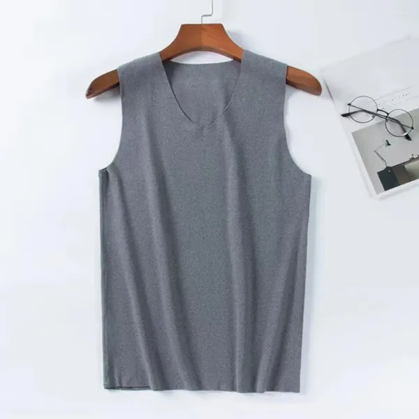 Erkek Tank Tops Erkekler Kış Sakinsiz Termal Yelek V Yastık Kolsuz Çamaşırı Kalınlaştırılmış Elastik İnce Uygun Dip Gömlek