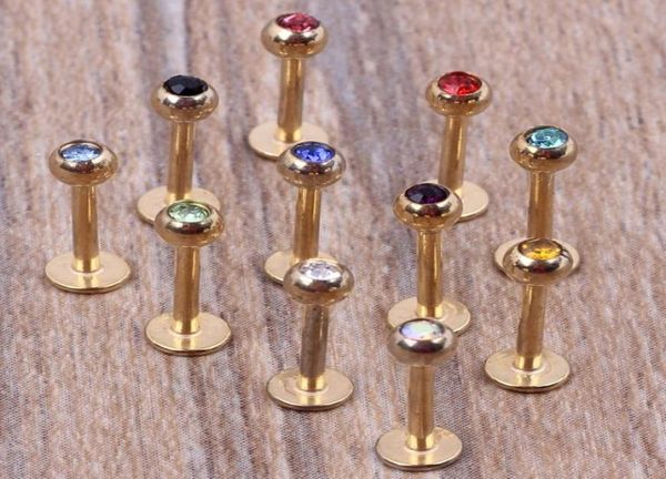 Barra per labbra in oro 100 pezzi mix 7 colori anello per piercing al labbro in acciaio per gioielli per il corpo labret2696919