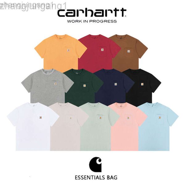 Designer Carhart Camiseta Carharrt K87 pequeno padrão ferramental bolso manga curta t-shirt homens e mulheres soltas em torno do pescoço casais base casaco