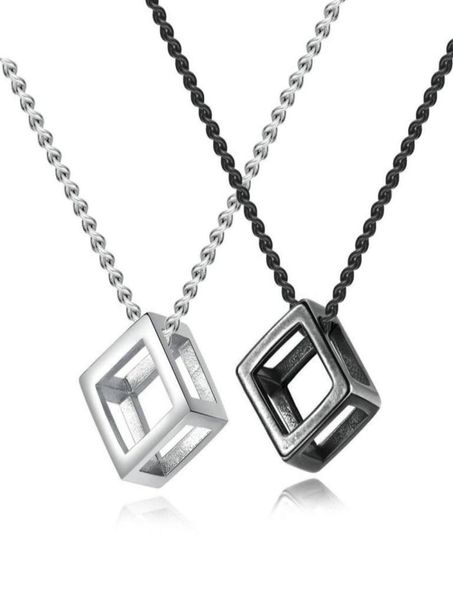 Nova moda prata pingente colar titânio aço inoxidável personalidade cubo colares feminino masculino na moda jóias presente colar dro1411638